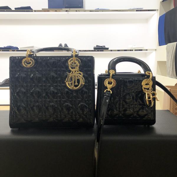 【Diorスーパーコピー】20AW新作 エナメル LADY DIOR ミニバッグ(Red / Black) 20040314